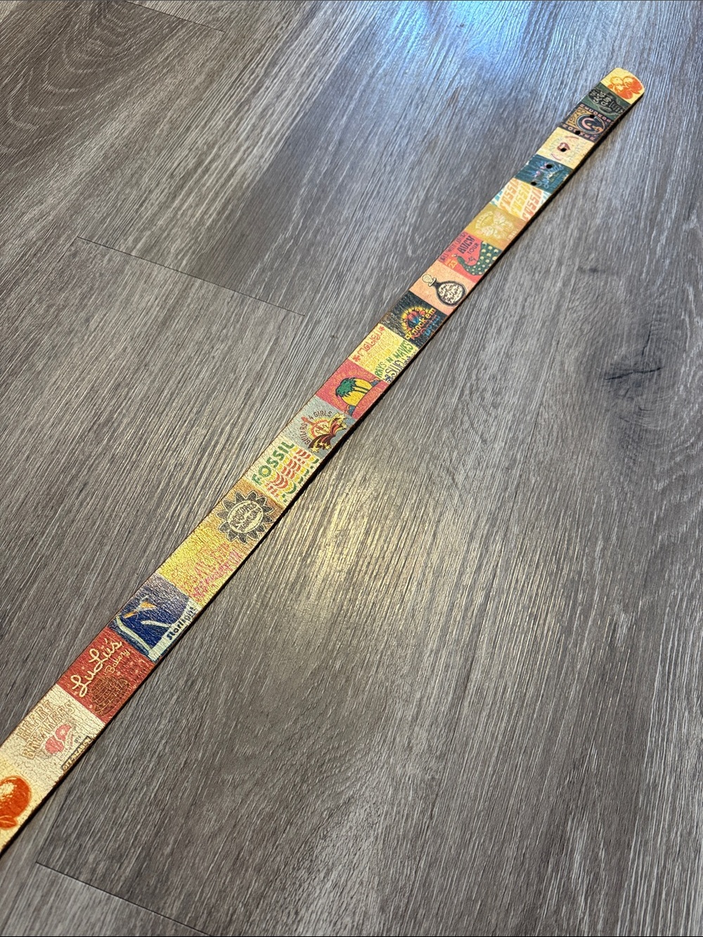 Fossil Men's Colorful Patchwork Leather Belt - Picture 2 of 5